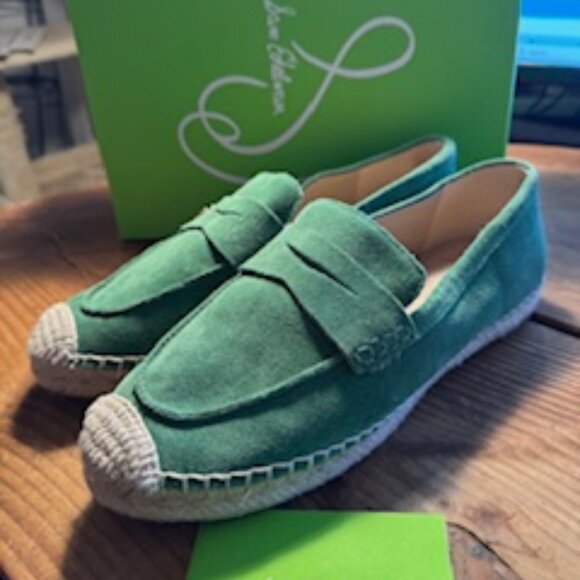 Sam Edelman Sz 8.5 M Green Kai Suede Espadrille Flat Loafer Shoes Slip On - Picture 6 of 12